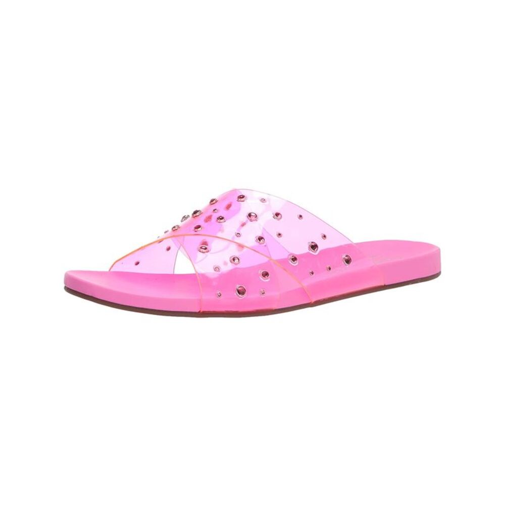 JESSICA SIMPSON Womens Pink Lucite Straps Tislie Toe Slip On Slide Sandals 8 M